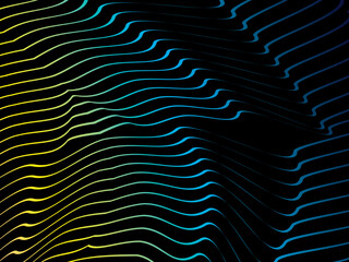 Poster - The background is a colorful gradient wavy diagonal striped pattern on a black background, creating a dynamic and modern visual effect.