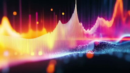 Poster - Colorful abstract party VJ background showcasing lively waveform patterns and vibrant lighting effects, Party VJ abstract colorful background of waveform audio in resolution