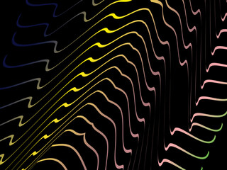 Leinwandbilder - The background is a colorful gradient wavy diagonal striped pattern on a black background, creating a dynamic and modern visual effect.