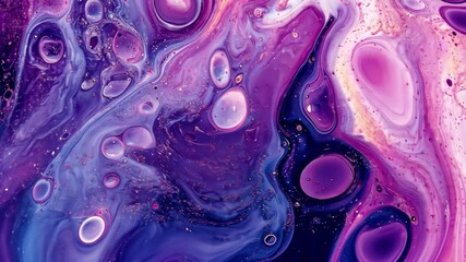 Poster - Swirling pink and purple bubbles create a mesmerizing abstract liquid texture, Abstract pink and purple bubbles with liquid texture