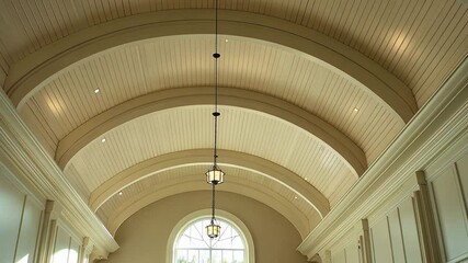 Poster - Rib vaulted ceiling showcasing elegant architectural design in a spacious interior environment, Rib vaulted ceiling