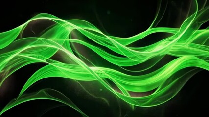 Poster - Abstract green waves flow gently against a dark background, creating a sense of depth and movement