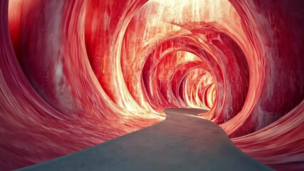 Poster - Organic purple wave tunnel creating a surreal pathway through vibrant textures and shapes, Organic purple wave tunnel 3d