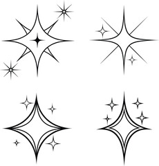 Poster - Set of black and white star icons and decorative star patterns vector illustration