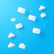 © 행운 행 - 하늘색 배경에 구름과 메일아이콘Cloud and mail icon against sky blue background