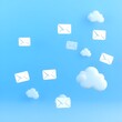 © 행운 행 - 하늘색 배경에 구름과 메일아이콘Cloud and mail icon against sky blue background