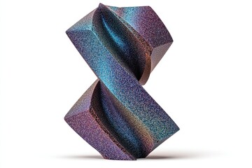 Aufkleber - Iridescent Geometric Sculpture on White Background Showcasing Modern Design
