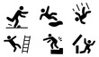 © Riki Rudd - Set icon Caution symbols with figure man falling