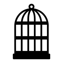 Poster - Simple Black and White Birdcage Illustration with Classic Rounded Dome Shape