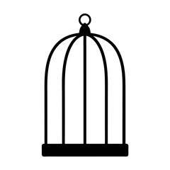 Poster - Simple minimalist black and white illustration of an empty vintage birdcage