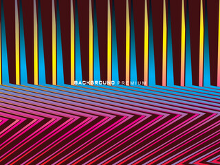 Poster - Modern abstract design with a mix of colorful vertical lines that transition to a diagonal zigzag pattern, ideal for digital and graphic backgrounds.