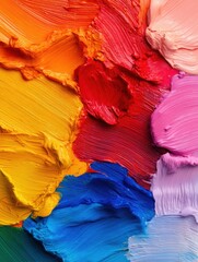 Poster - Vibrant abstract paint texture showcasing a blend of colors with smooth strokes and layers