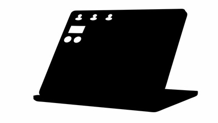Aufkleber - black silhouette of a tablet device with user icons and display elements on a white background view