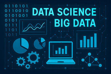 Poster - data science big data analytics: a modern illustration depicting the concepts of data science and bi
