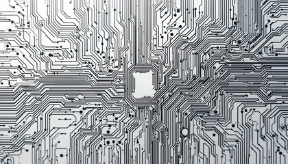 Poster - Detailed circuit board illustration showcasing intricate electronic pathways and components against a subtle white backdrop.