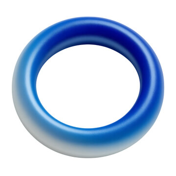Abstract 3d rendered blue ring with gradient effect isolated on transparent background