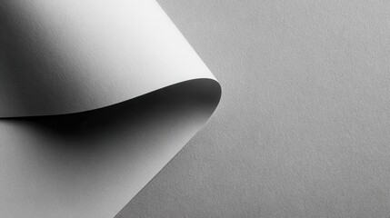 Poster - Smooth, curled white paper sheet against a textured gray background, showcasing elegant design