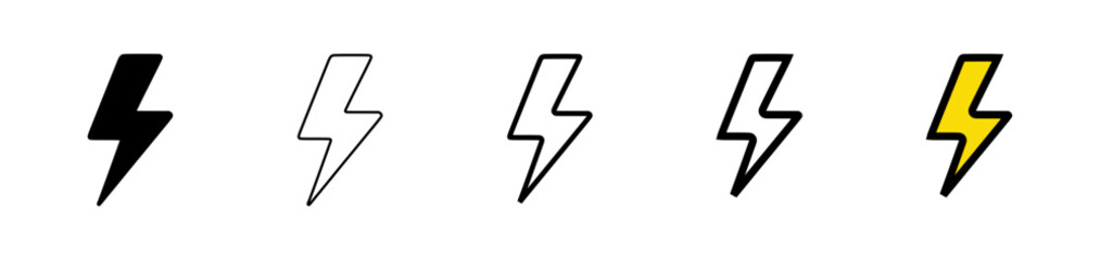 Poster - Lightning icon variations in six different colors and styles, icon set  