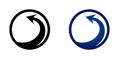 Poster - Two circular silhouette icons with right arrows in black and blue styles, icon set  