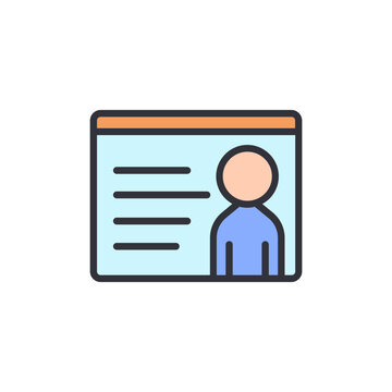 Colorful Human Profile Icon with Browser Window Presentation Style