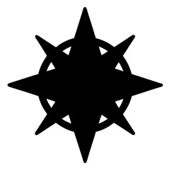Poster - A black eight pointed star encircled in a ring, vector illustration design