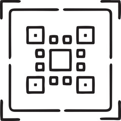 Fototapete - Black QR Code Scanner Icon, Minimal UI Symbol with Square Frame, Scan Interface, Flat Clean Design