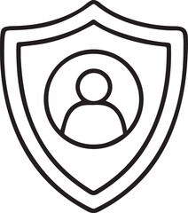Fototapete - User Shield Icon, Protected Profile Symbol, Privacy and Security Vector in Black Minimal Style