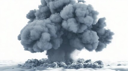 Poster - A thick cloud of smoke rises from the ground, likely caused by a natural disaster or industrial accident