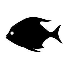 Poster - Silhouette of a Single Fish Swimming on a White Background Graphic