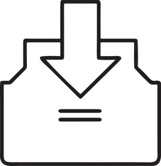 Fototapete - Download Folder Icon, Black Flat Design with Down Arrow, Document Saving Symbol, Clean Interface