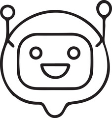 Poster - Black Chatbot Icon, Smiley Bubble Symbol, Flat Modern Design for AI Chat or Messaging UI