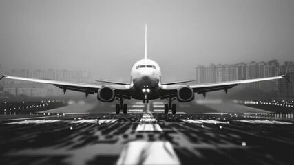 Aufkleber - A commercial airliner preparing for departure at an airfield