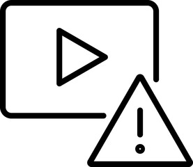 Leinwandbilder - Video error warning alert play icon symbol triangle exclamation outlineVideo error warning icon with play button and alert triangle outlined style representing media playback issue or caution