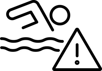Poster - ?Swimming warning sign caution symbol swimmer icon water safety alert black and white line art hazard notification simple design vector illustration danger awareness public safety?