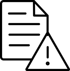 Poster - Document with warning symbol black outline icon represents file error alert or caution in digital content suitable for illustrating data issues notification or system warning concepts