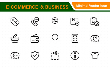 Poster - E-Commerce set of web icons in line style. Online shopping icons for web and mobile app. Business, mobile shop, digital marketing, bank card, gifts, sale, delivery. Vector illustration