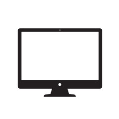 Fototapete - Minimalist black computer monitor vector illustration with blank screen for digital display ornament set