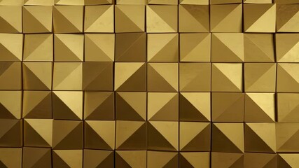 Poster - A geometric pattern of gold squares and triangles creates a modern and luxurious abstract texture for a decorative background