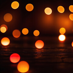 Poster - Abstract Dark Red bokeh brown background wallpaper with glowing orange light, smooth texture, modern design pattern, droplets, ai