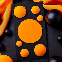 Poster - Geometric contrast harmony: An abstract composition of vibrant orange and black shapes display
