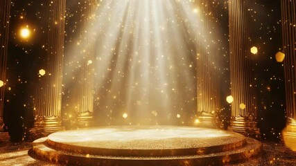 Poster - A stage with a light beam shining through the darkness