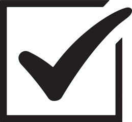 Poster - Black checkmark inside square outline graphic tick