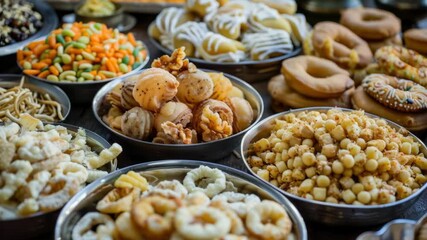 Poster - A collection of bowls filled with various types of food, suitable for a buffet or event