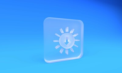 Fototapete - Frosted glass Sunset icon isolated on blue background. Square frosted glass button. 3D render illustration