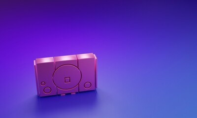 Poster - Pink Video game console icon isolated on purple-blue background. Minimalism concept. 3D render illustration