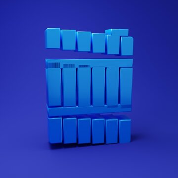 Blue Wooden barrel icon isolated on blue background. Alcohol barrel, drink container, wooden keg for beer, whiskey, wine. Minimalism concept. 3D render illustration