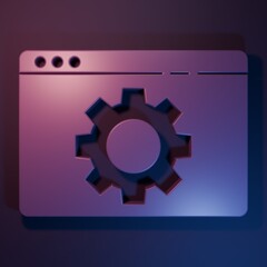 Leinwandbilder - Purple Browser setting icon isolated on purple-blue background. Adjusting, service, maintenance, repair, fixing. Minimalism concept. 3D render illustration