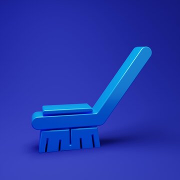 Blue Brush for cleaning icon isolated on blue background. Cleaning service concept. Minimalism concept. 3D render illustration