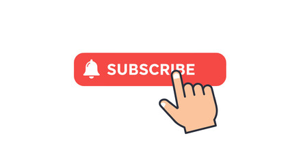 Poster - Subscribe button vector illustration with hand icon for digital media and online engagement