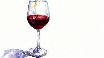 Aufkleber - A glass of red wine filled to the brim, accompanied by a metal spoon, ready for a satisfying drink